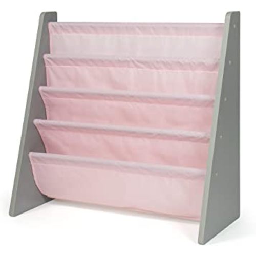 Humble Crew Book Organizer Kids Bookshelf, Grey/Pink