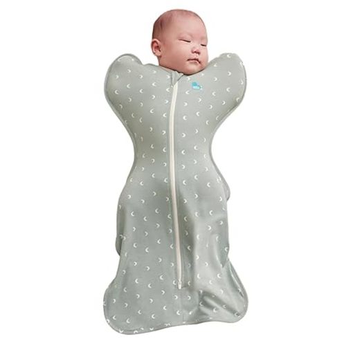 Love to Dream Swaddle Up Original, Arms Up Position, Light and Ultra Breathable Cotton - Wearable Blanket - 1.0 TOG - (20-24°C) Ideal for Moderate Temps, Medium 13-19lbs, Moon Olive