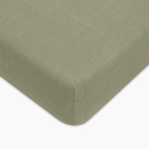 babyletto Crib Sheet in GOTS Certified Organic Muslin Cotton - Matcha