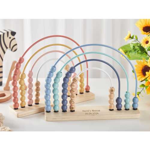 Personalized Baby Rainbow Abacus,Wooden Engraved Baby Abacus,Baby Nursery Decor, Montessori,Counting Tool,Baby Shower Gift,1st Birthday Gift