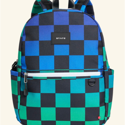STATE Bags | Kane Kids Travel Backpack Printed Canvas Blue Checkerboard | Back to School | Travel Backpack