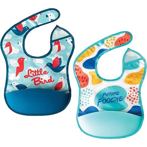 Tiny Twinkle Silicone Pocket Bibs - Waterproof, Food Catching, Mess-Proof Bibs for 6-24 Months Baby Boy and Girl, Toddlers