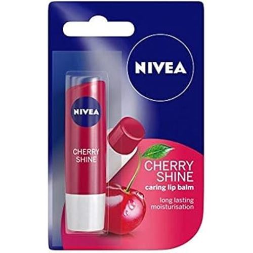Nivea Cherry Shine Caring Lip Balm - Long Lasting Moisturisation - 4.8g