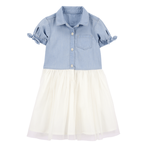 Baby Two-Toned Short-Sleeve Denim Dress - OshKosh | Carter's
