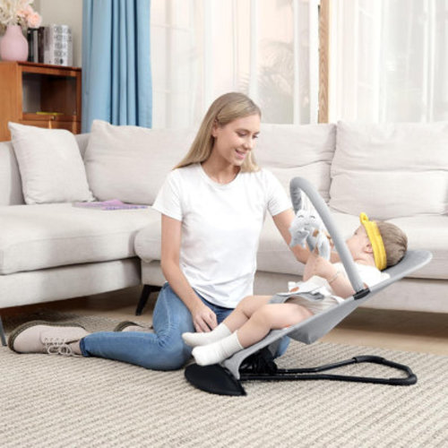 Raemao Baby Bouncer, Portable Baby Bouncer For 0-18 Months, 100% Cotton Fabric, 3 Usage Modes With Rocker And Stationary Options, Baby Bouncer With Suspension Toys | Wayfair