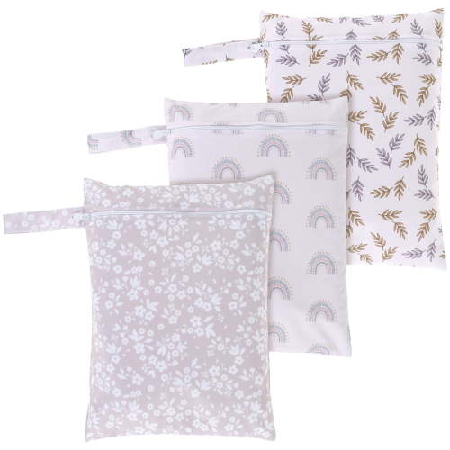 3Pcs Wet Dry Bags with Zipper Closure Waterproof Wet Storage Bag Large Capacity Reusable Wet Clothes Bag Portable Bathing Suit Bags for Swimsuits Baby Diapers Beach Pool