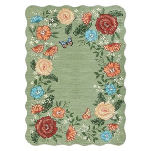 Modern Floral Rug Washable Rug with Non Slip Backing Low Pile Indoor Carpet Foldable Soft Floor Cover for Living Roo Bedroom Office
