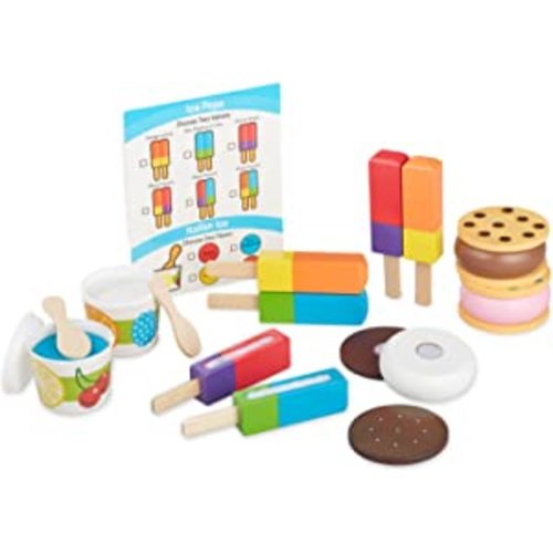 Amazon.com: Melissa & Doug Wooden Frozen Treats Ice Cream Play Set (24 pcs) - Play Food and Accessories : Toys & Games