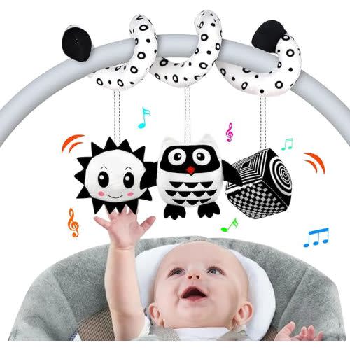 Baby Spiral Hanging Stroller and Car Seat Toys for Babies 0-6 Months Newborn Plush Activity Toys for Bed Bassinet Crib Baby Carrier Gifts (owl) - Owl