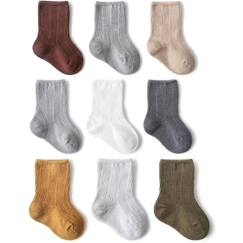 Baby Cotton Crew Socks Unisex Baby Sock Soft Cozy Ankle Socks for Newborn Infant Toddlers Kids 0-36 Months