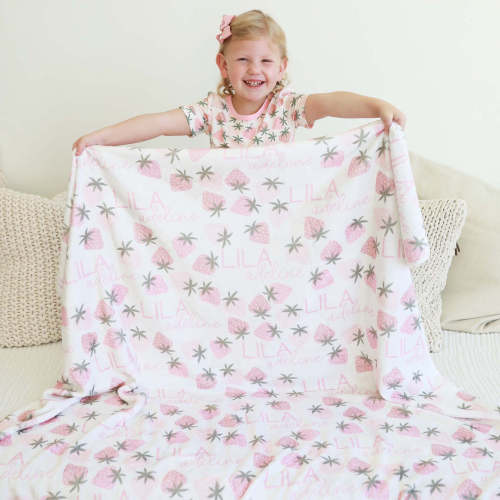 Caden Lane Personalized Kids Blanket - Berry Happy