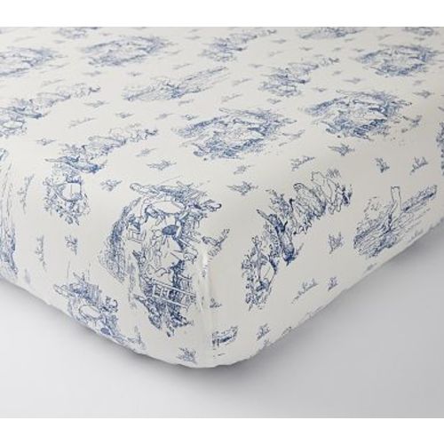 Disney's Winnie the Pooh Toile Crib Fitted Sheet , Blue Multi