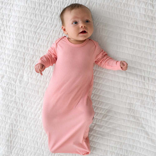 Bubblegum Ribbed Infant Gown - Little Sleepies