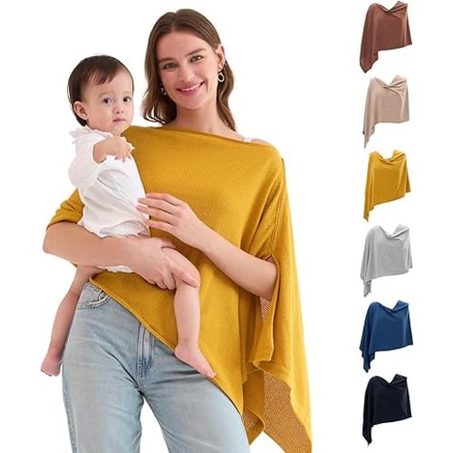 Momcozy Nursing Cover for Breastfeeding, Breathable Soft Privacy Poncho, Multi-Use Nursing Shawl, Portable Breast Feeding Covers for Women, Includes Laundry Bag