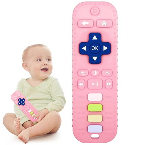 Chuya Silicone Remote Teethers Baby Teething Toys, TV Remote Teether for 0-6-12-18 Months Babies Infant Toddlers Baby Teething Relief Chew Toys BPA Free