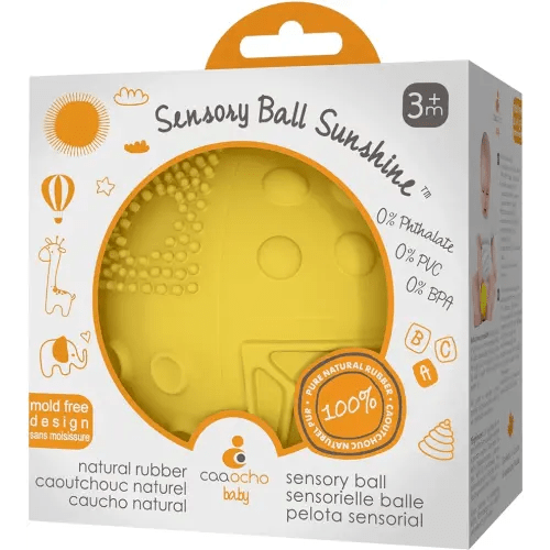 Pure Natural Rubber Sensory Ball Sunshine 3" - SEALED HOLE, BPA Free Baby Ball Toy, For Sensory Play, For Sensory Development, Hole Free Baby Toy, Perfect Bouncer, Without Hole