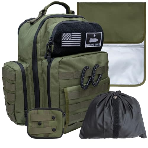 Tridee Dad Diaper Bag - Molle-Style, Waterproof 900D Polyester, Long Straps, Diaper Pouch, Wipes Dispenser, Insulated Pockets