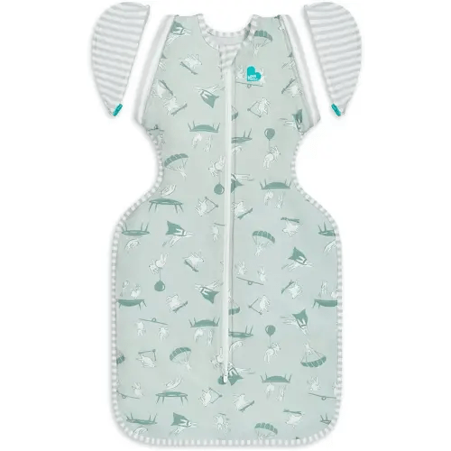Love to Dream Swaddle Up Transition Swaddle, Patented Zip-Off Wings, Gently Help Baby Transition from Being Swaddled to Arms Free When Showing Signs of Rolling, Lite 0.2 TOG, 13-19 lbs, Olive