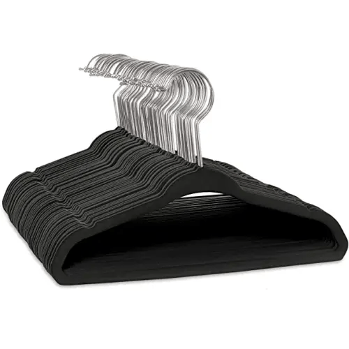 Casafield 50 Velvet Baby Hangers - 11" Size for Infant & Toddler Clothes - Black