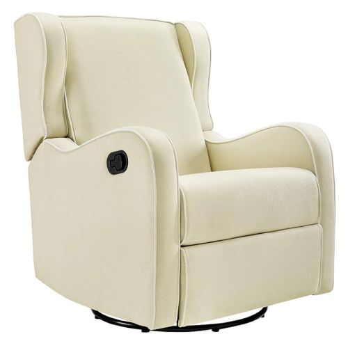 Angel Line Rebecca Upholstered Swivel Gliding Recliner,Metal, Beige/White