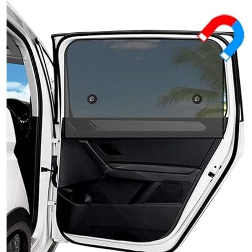 Ovege Car Window Shade 2pcs -Car Side Window Sun Shade Baby Car Window Screen UV Protection Privacy Suction Magnetic (Back Seat 2pcs)