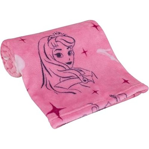 Disney Princess Pink & Purple Aurora, Snow White, & Cinderella Super Soft Baby Blanket, Pink, Purple