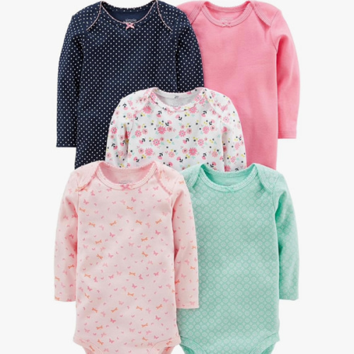 Simple Joys by Carter's Baby Girls' Long-Sleeve Bodysuit, Pack of 5
