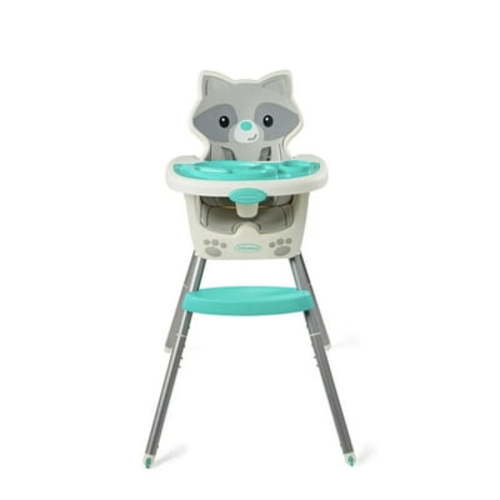 Baby High Chair 4-in-1 Convertible Racoon Soft Cushioned Removable Food Tray