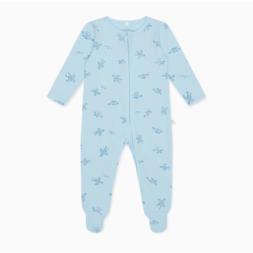 Turtles Ribbed Clever Zip Baby Pajamas | MORI US
