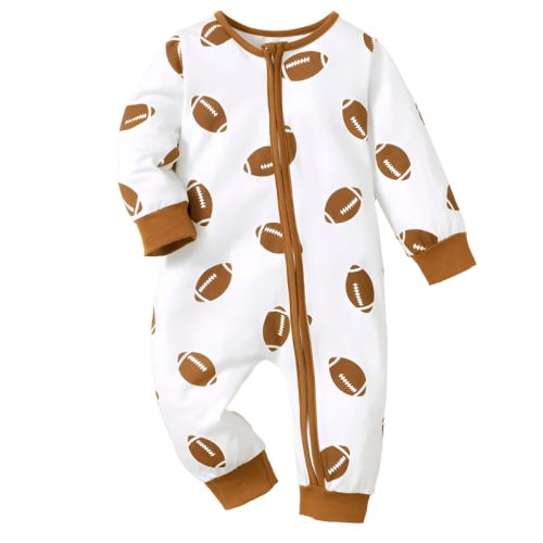 FOOTBALL White Jumpsuit - Hazel & Bo