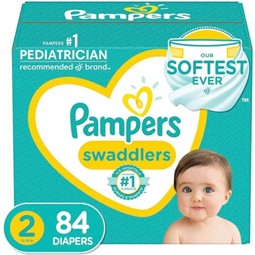 Pampers Diapers Size 2, 84 Count - Pampers Swaddlers Disposable Baby Diapers, Super Pack (Packaging May Vary)