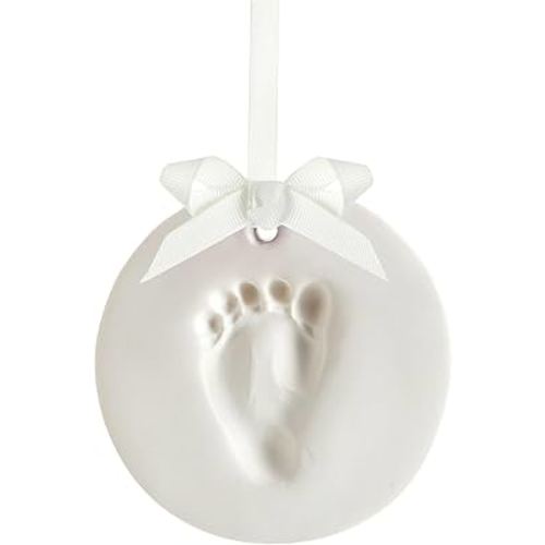 Tiny Ideas DIY No Mess Hanging Christmas Ornament Keepsake Kit, Baby Hand and Footprint Keepsake, Classic Nursery Decor, Ideal Gender Neutral Gift, Baby's First Christmas, White