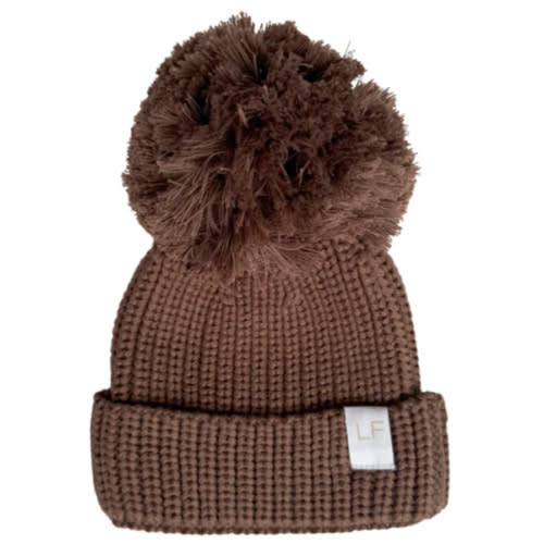 Knitted Pom Beanie | Chocolate