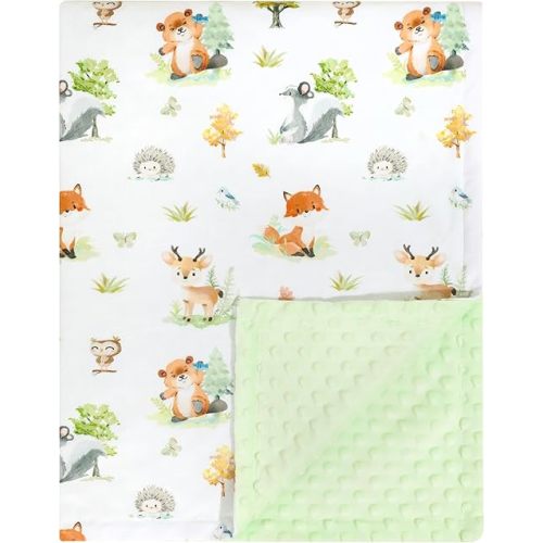 Baby Blanket for Boys Girls Unisex Soft Plush Nursery Blankets with Dotted Fox Bed Throws for Baby Crib Stroller Swaddle Receiving Blanket for Newborns (30x40 Inch (Pack of 1), Forest Animals)