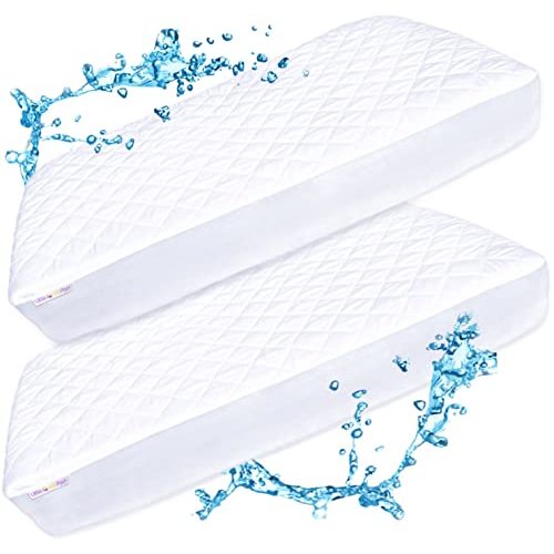 Crib Mattress Protector Pad 2 Pack - Waterproof & Noiseless, Ultra-Soft Breathable Mattress Cover for Baby Cribs and Toddler Beds, Highly Absorbent Fitted and Dryer Safe