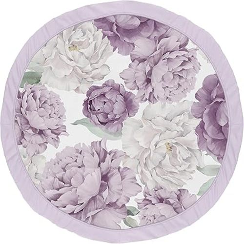 Sweet Jojo Designs Lavender Purple Boho Shabby Chic Floral Girl Baby Play Mat Tummy Time Activity Infant Playmat Playpen Tent Teepee Floor Violet Ivory Bohemian Vintage Garden Watercolor Flower Nature