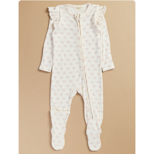 Annie Mini Bows Footie in Pink | Tullabee