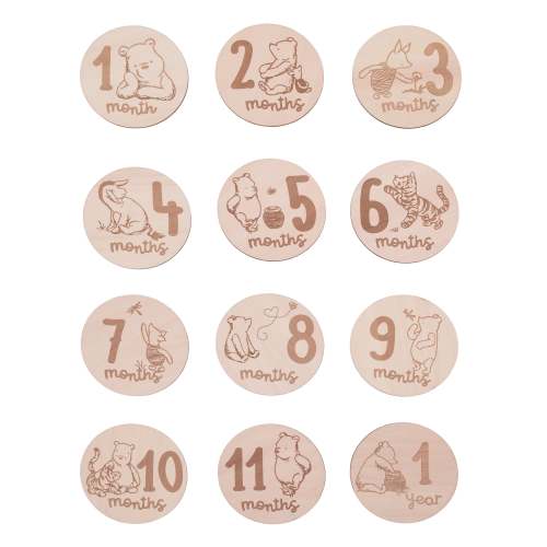 Disney Classic Winnie the Pooh Natural Wood Tone, 12 Piece Wooden Engr – NoJo Baby