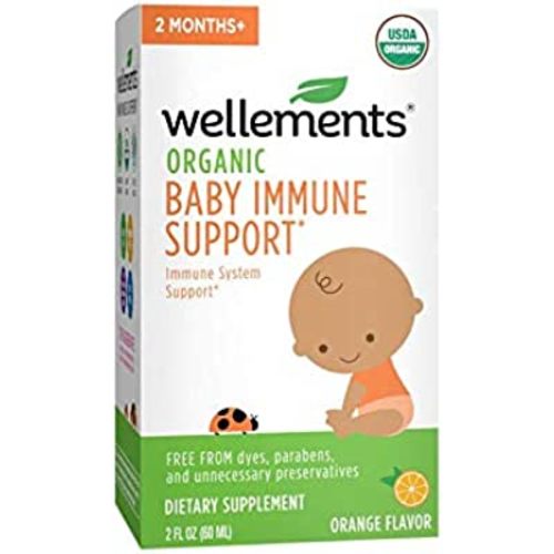 Wellements Organic Baby Immune Support Syrup, Orange Flavor, 2 Fl Oz, Free from Dyes, Parabens, and unecessary Preservatives
