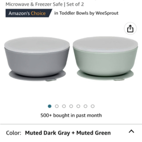 Amazon.com: WeeSprout Silicone Suction Bowls for Babies | Leakproof Premium Plastic Lids | Durable for Babies & Toddlers | Extra Strong Suction | Easy-Release Tab | Dishwasher, Microwave & Freezer Safe | Set of 2 : Baby