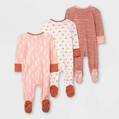 Baby Girls' 3pk Earth & Sky Sleep N' Play - Cloud Island™ Pink