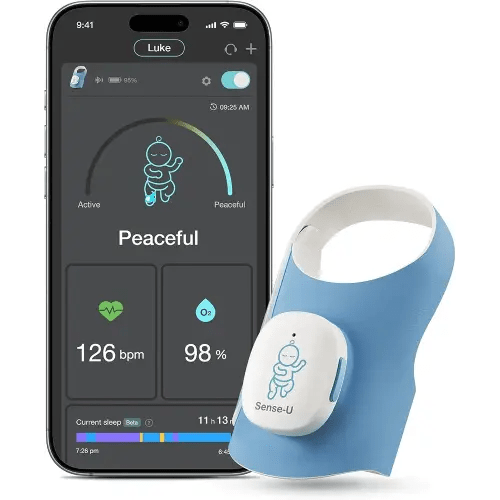 Sense-U Smart Sock Shoe 2 Baby Monitor – Tracks Heart Rate & Sleep Patterns with Transmissive PPG Foot Sensor, for 1–12 Months