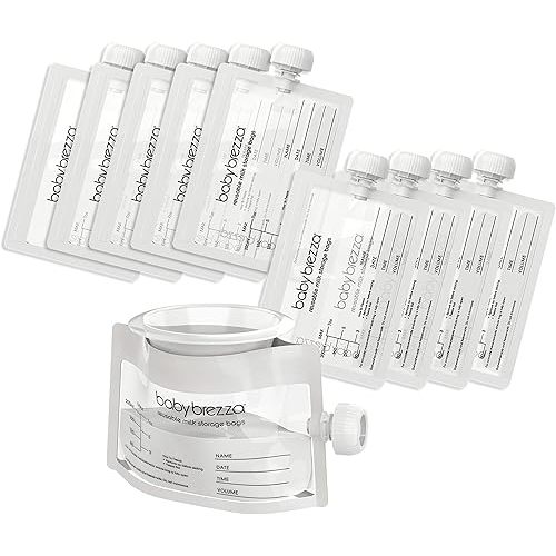 Baby Brezza Reusable Breastmilk Storage Bags, 10 Pack, Includes Filling Funnel