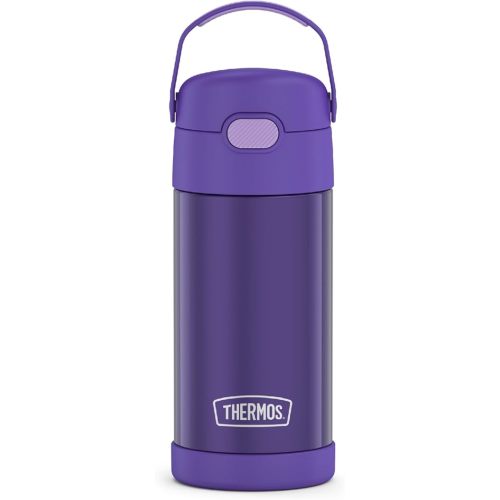 THERMOS FUNTAINER Water Bottle with Straw - 12 Ounce, Violet - Kids Stainless Steel Vacuum Insulated Water Bottle with Lid
