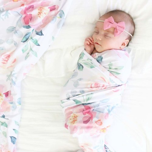Ella's Dusty Rose Vintage Floral Oversized Swaddle Blanket