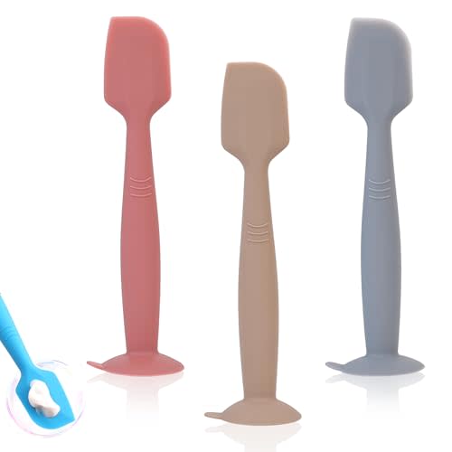 babove Baby Diaper Cream Spatula Applicator 3 Pack Butt Paste Spatula Soft Silicone,Diaper Rash Cream Applicator, Baby Essentials Must Haves Newborn Stuff (Red Khaki Grey)