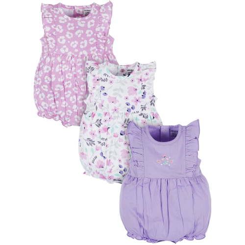 Onesies Brand Baby Girl Ruffle Sleeve Rompers, 3-Pack, Sizes, 0/3 Months - 24 Months