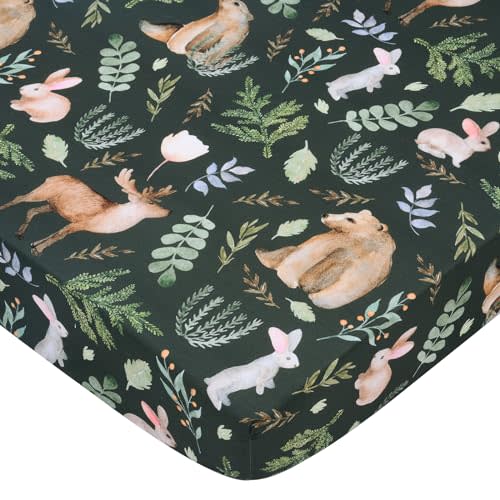 JISEN Fitted Crib Sheets 1 Piece Soft Breathable Baby Crib Sheets for Standard Crib and Toddler Mattress Baby Bed Sheets for Crib for Baby Boys Girls Neutral 28x52 Inch Bear