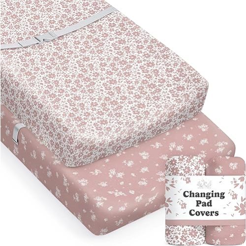 Baby Changing Pad Cover 2-Pack for Girls (Antique Rose) - Premium Fitted Sheets Baby Diaper Changing Table Cover - Buttery Soft Cotton Blend