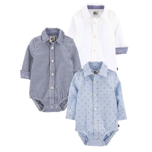 Baby 3-Pack Polka-Dot Button-Front Bodysuits | Carter's